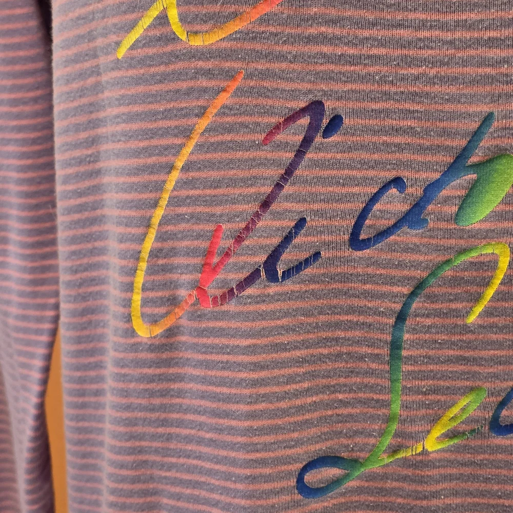 Victoria's Secret XS Cotton Nightgown Purple Striped Pajamas Rainbow Logo